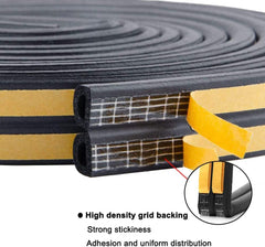 Draught Excluder Tape for Door Window, Self-Adhesive Weather Stripping, 6M Type D Sealing Foam Tape Strip Against Cold Draught/Anti-Collision/Soundproof/Waterproof/Dustproof Black