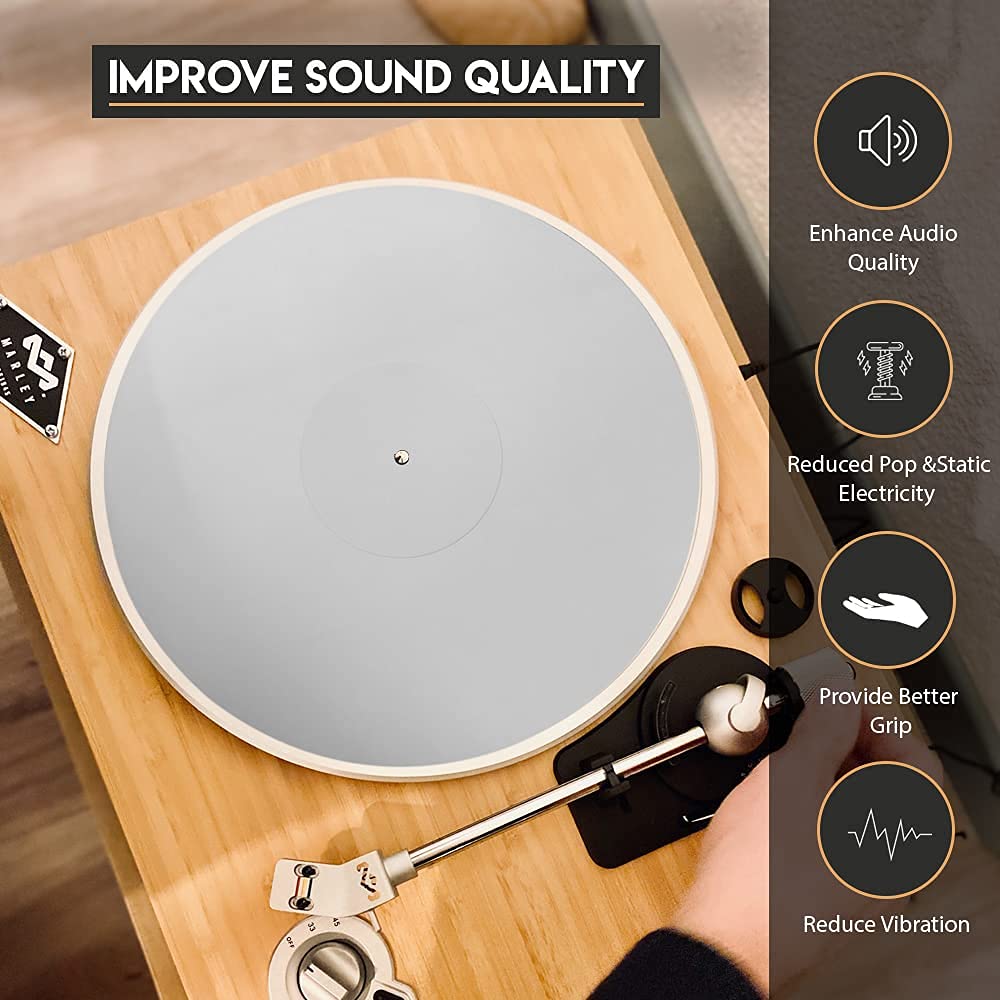 MSDEE Acrylic Turntable Slipmat Pad for Vinyl LP Record Player – 2.7mm Thickness Provides Smooth Sound Quality – Anti Vibration Platter Mat for All Vinyl LP’s (White)