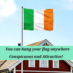 Ireland Flag 5ftx3ft with Eyelets,Large St Patricks Day Irish Flag Decoration éire Flag,Indoor/Outdoor Irish National Flags Polyester for Celebrations St Patricks Day,Street Party Football,World Cup