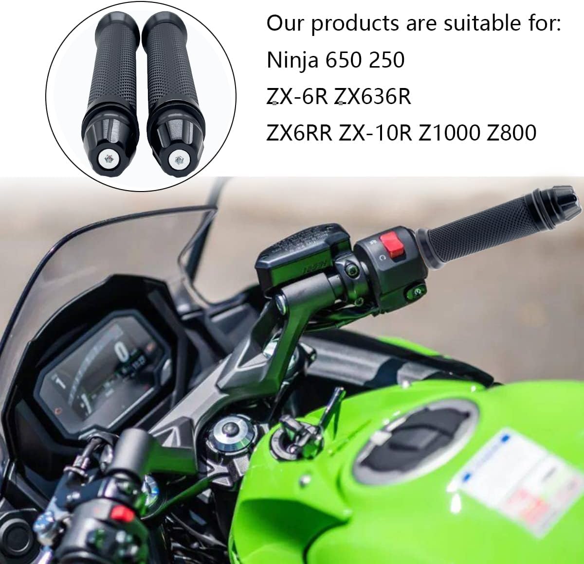 Motorcycle Handlebar Grips Motorbike Hand Grip Universal 7/8 inch 22mm CNC Aluminum Motorbike Handle Grips Motorcycle Handle Bar Grips Replacement Black