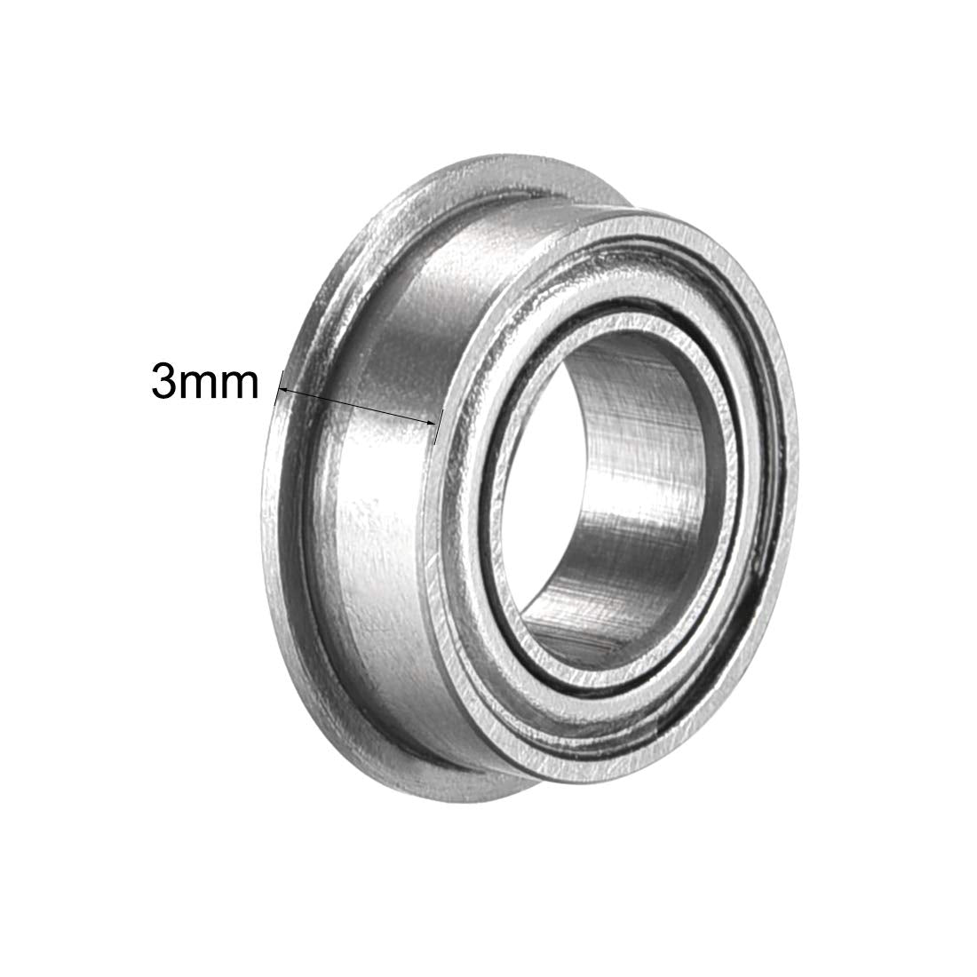 sourcing map MF95zz Flanged Ball Bearing 5x9x3mm Double Metal Shielded (GCr15) Chrome Steel Flange Rip Bearings 10pcs