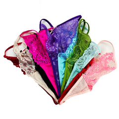 COLOROSES Pack of 6 Women Lacy G-String Thongs No Show Panties Sexy Underwear Assorted Lace Pattern and Colors Medium