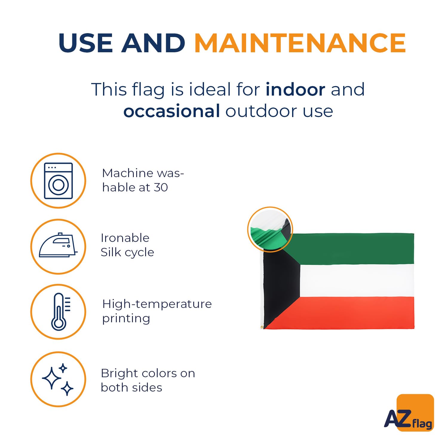 AZ FLAG - Kuwait Flag - 3x5 Ft - 100D Polyester Kuwaiti Banner with Two Metal Grommets - Fade Resistant - Vivid Colors - 3' x 5' Feet - 150x90 Cm