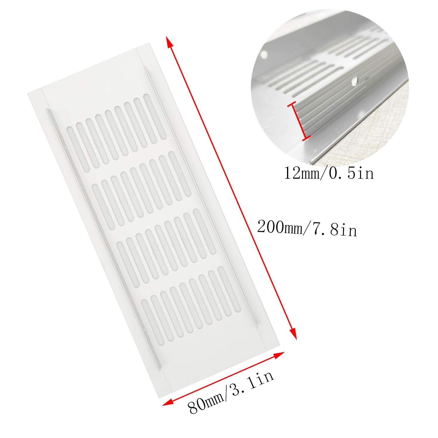 WJUAN 2 Pcs Air Vent Grille Cover, 200 mm Black Square Aluminum Alloy Black Vent Cover for Cupboard Wardrobe Ventilation (Silver)