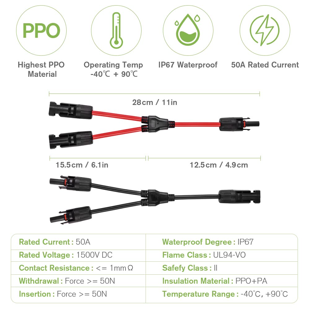 URAQT Solar Charging Cable Solar Plug to XT60 Adapter Cable, 60 cm Solar Panel Extension Cable, 12AWG XT60 Professional Solar Cable Connects for Solar Panel RV Portable Power Station Solar Generator