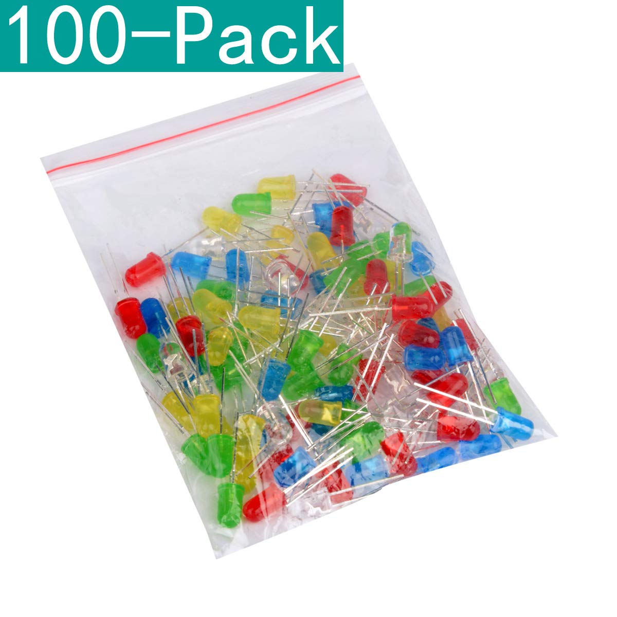 Youmile 100-Pack LED Round Red Yellow Green Blue White Light emitting diode Mix Color 5mm