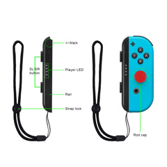 TOYMIS 2 Packs Wrist Strap for Nintendo Switch, Replacement Accessories with Joystick Cap Wrist Controller Adjustable Elastic Controller Wristband for Switch Joycon Joy Con Controller (Red, Blue)