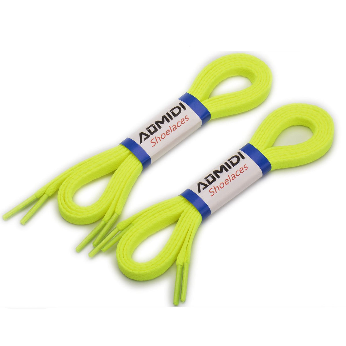 Flat Shoelaces 5/16 inches (2 Pairs) - For sneakers and converse shoelaces replacements (69 cm, Greenish Yellow)