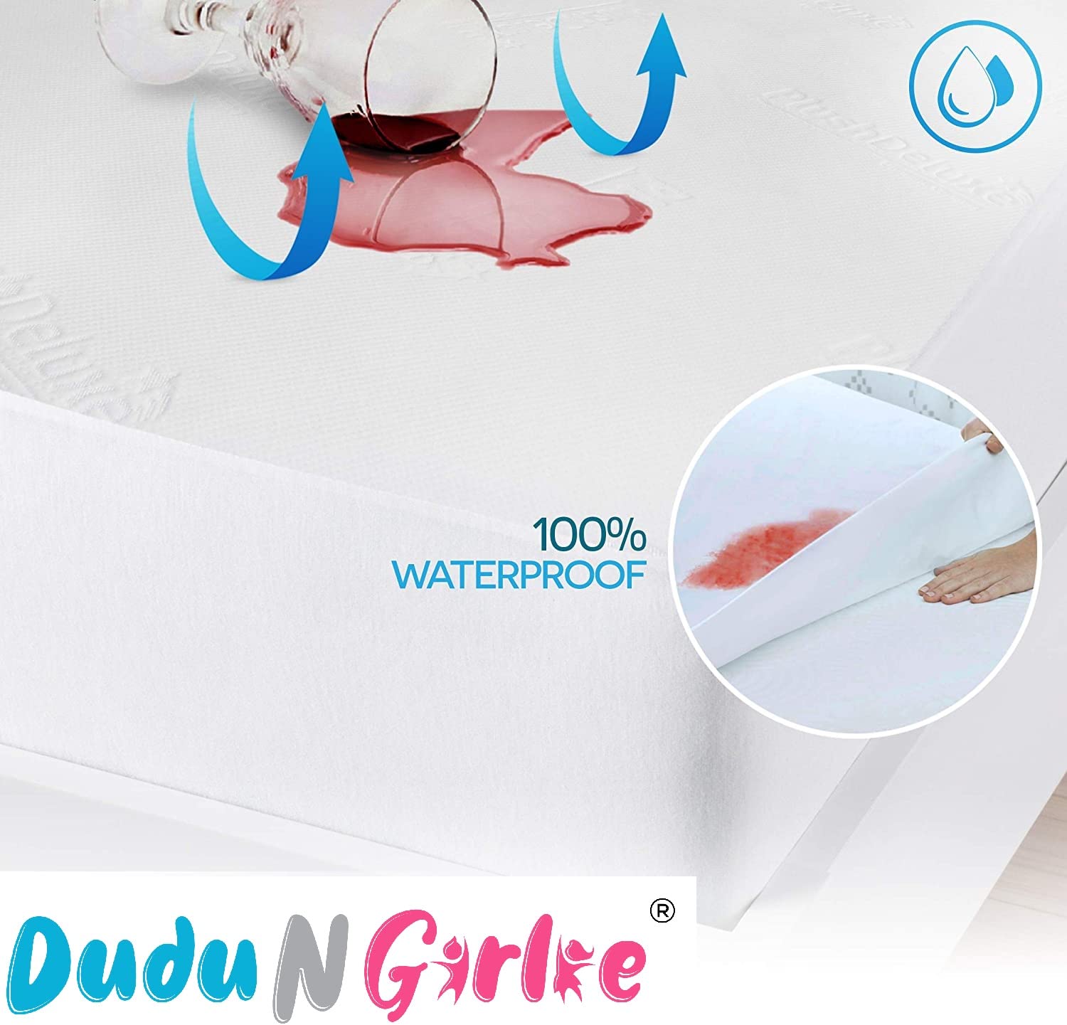 Dudu N Girlie Next To Me Mattress Protector Waterproof 51 x 85 - Mattress Cover for Chicco Next To Me Crib Breathable and Non-Noisy Anti-Bacterial and Fully Fitted.