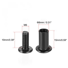 sourcing map Screw Post Fit for 5/16 inches(8mm) Hole Dia, Male M6x10mm Belt Buckle Binding Bolts Leather Fastener Carbon Steel Black 10 Sets