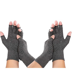 Jesata 2 Pairs Fingerless Compression Arthritis Gloves for Men & Women   Pressure Gloves with Silicone Dots for Support & Warmth   Relief Pain, Rheumatoid, Arthritis, Swelling & Tendonitis Pain (S)