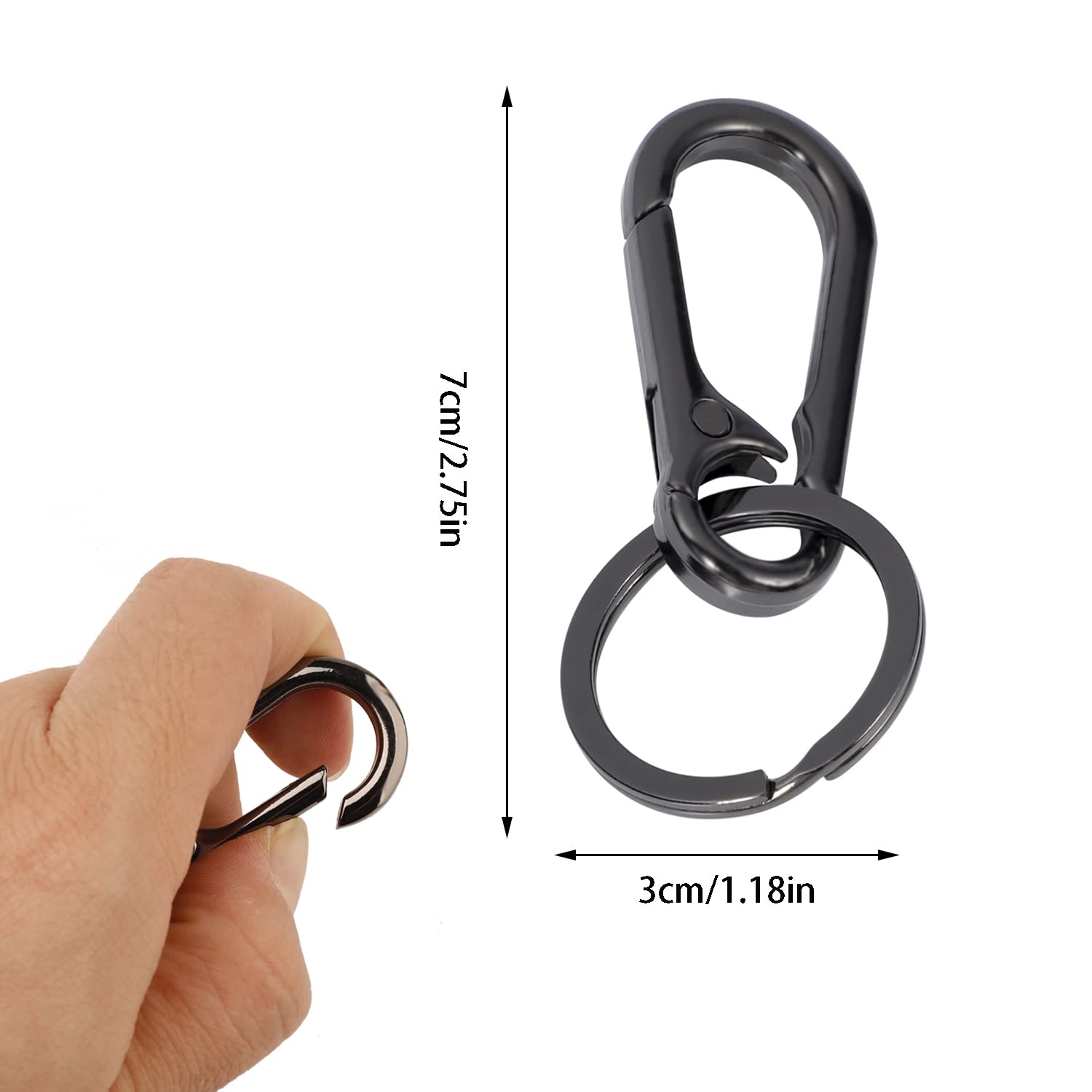 2 Pcs Metal Clip Keyring, Black Lobster Clasps Swivel Clips KeyChain Carabiner Keychain for Car Keys Men