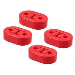 Bohaner 4PCS Universal Heavy Duty Rubber Exhaust Mount Brackets Hangers Black 11/12mm 2Hole Red