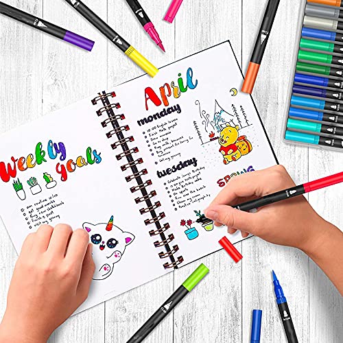 ARTOYS Dual Felt Tip Pens,24 Colors Colouring Pens for Adults Perfect for Kids Drawing Manga Calligraphy Hand Lettering