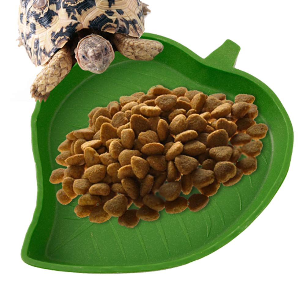 Phoetya Reptile 2 Pcs Leaf Reptile Food Water Bowl Plate Dish,Reptile Feeder for Tortoise Corn Snake Crawl Pet Drinking and Eating, 2 Sizes