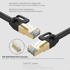 Cat7 Ethernet Cable 0.5M, cat 7 Patch Cord Gigabit Network lan cable high speed 10gbps gold plated RJ45 connector for Modem router Patch panel computer laptop TV box (0.5M, Black)