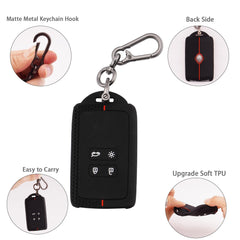 ERMWALR Car Key Full Cover Fit for Renault Clio Megane Koleos Kadjar Talisman Captur Espace Dacia Duster 4 Buttons Keyless Smart Card Case with Keychain 2 Pack (Rnl-BG)