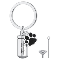 Canghai Stainless Steel Dog Paw Cremation Urn Keyring, Memorial Ashes Keepsake Keychain, Pet Charms Locket Pendant Cremation Jewellery for Ashes(I still need you close to me)