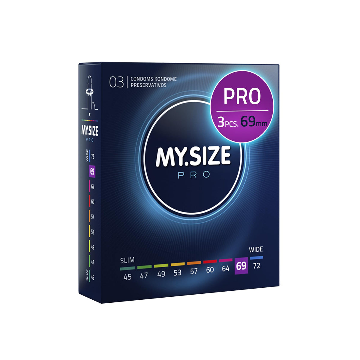 MY.SIZE PRO Condom Size 7, 69 mm, XXL, 3 Condoms - Perfect fit and a Suitable Size for Everybody