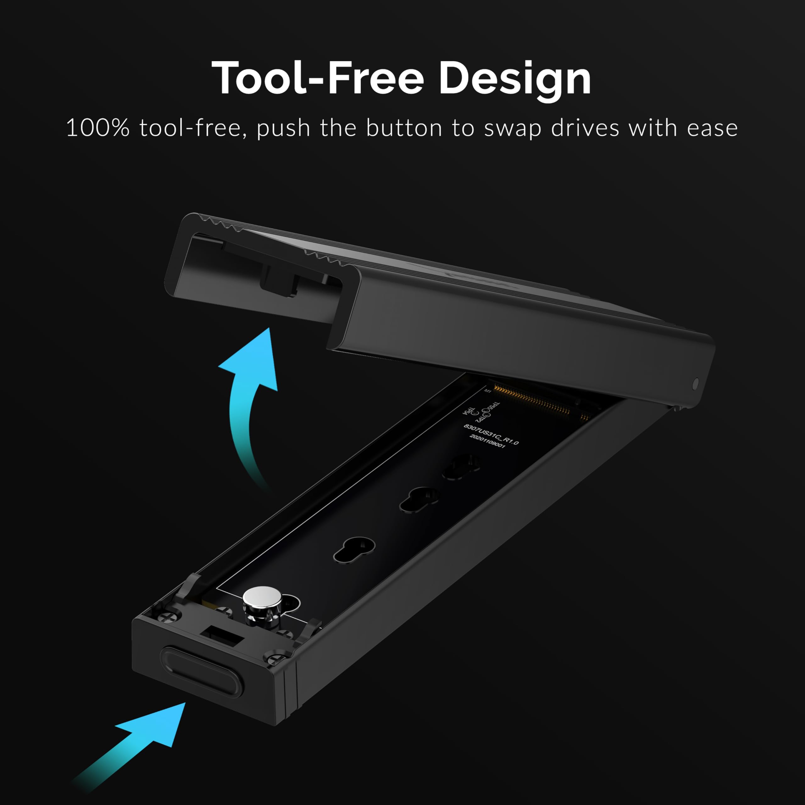 SABRENT M.2 NVMe Enclosure, PCIe NVMe Adapter SSD Enclosure, USB C 3.2X2 to NVMe External Aluminum M2 NVMe Converter, Fast Data Transfer Tool-Free, Docking Station for M Key MandB Key, UASP (EC-SNVE)