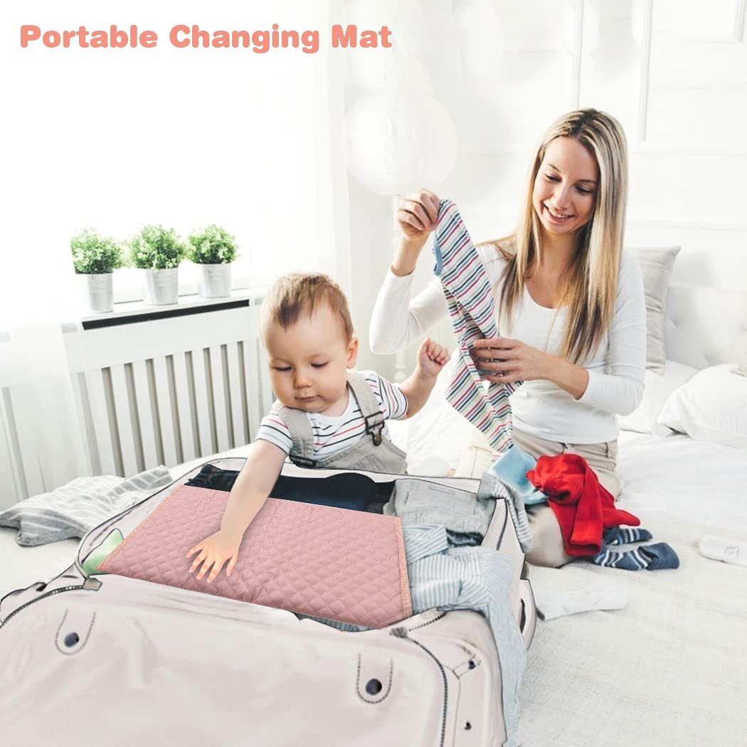 Lekebaby Nappy Changing Mat Foldable Baby Changing Mat Travel Changing Mat Portable Baby Change Mat,Quilted Pink