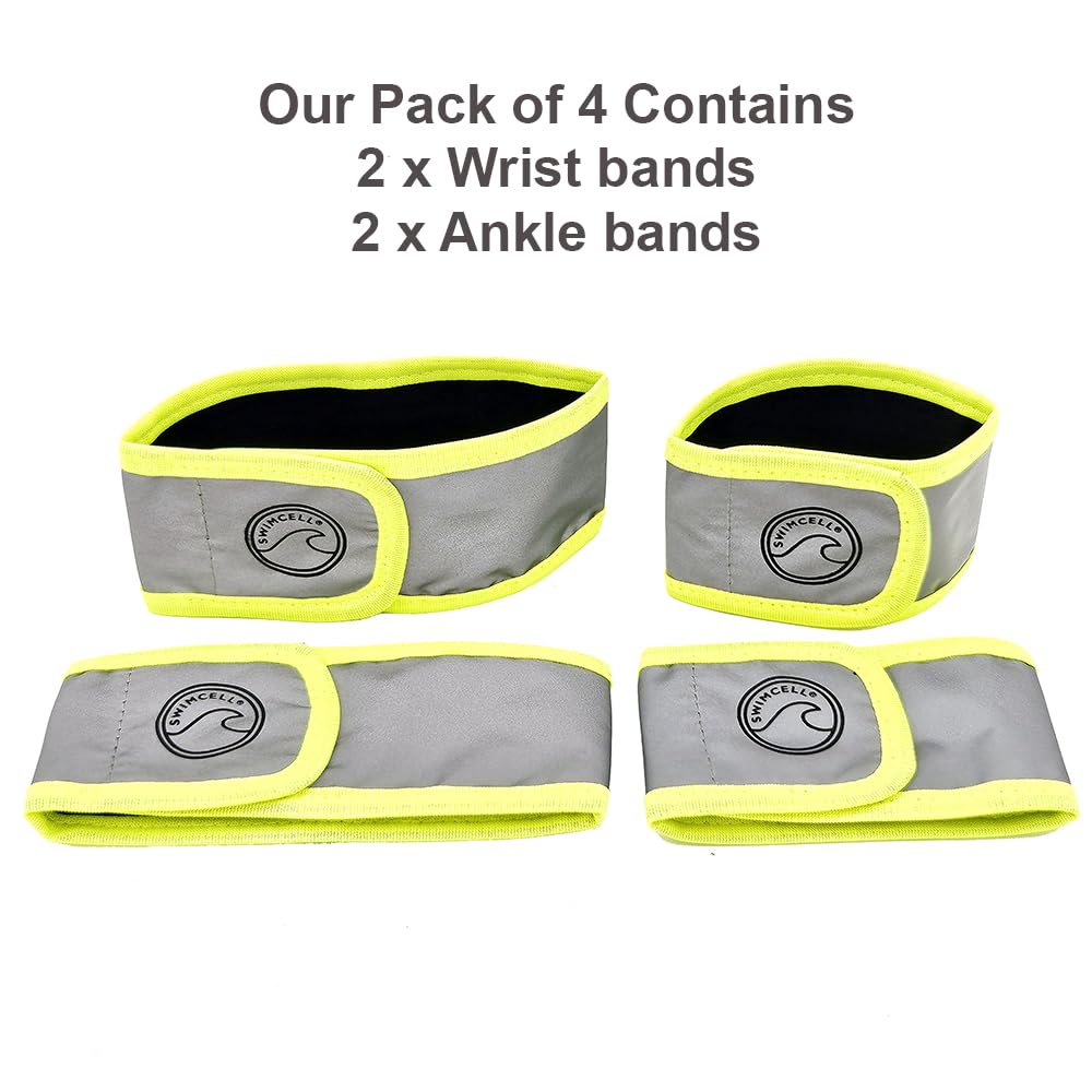 SwimCell Reflective Armbands For Running. High Visibility, Glow Up 360 Degree Safety Reflective Gear Strips For Nighttime Walking. Armbands For Wrist, Arm or Ankle - Neon Yellow Large Pack of 2