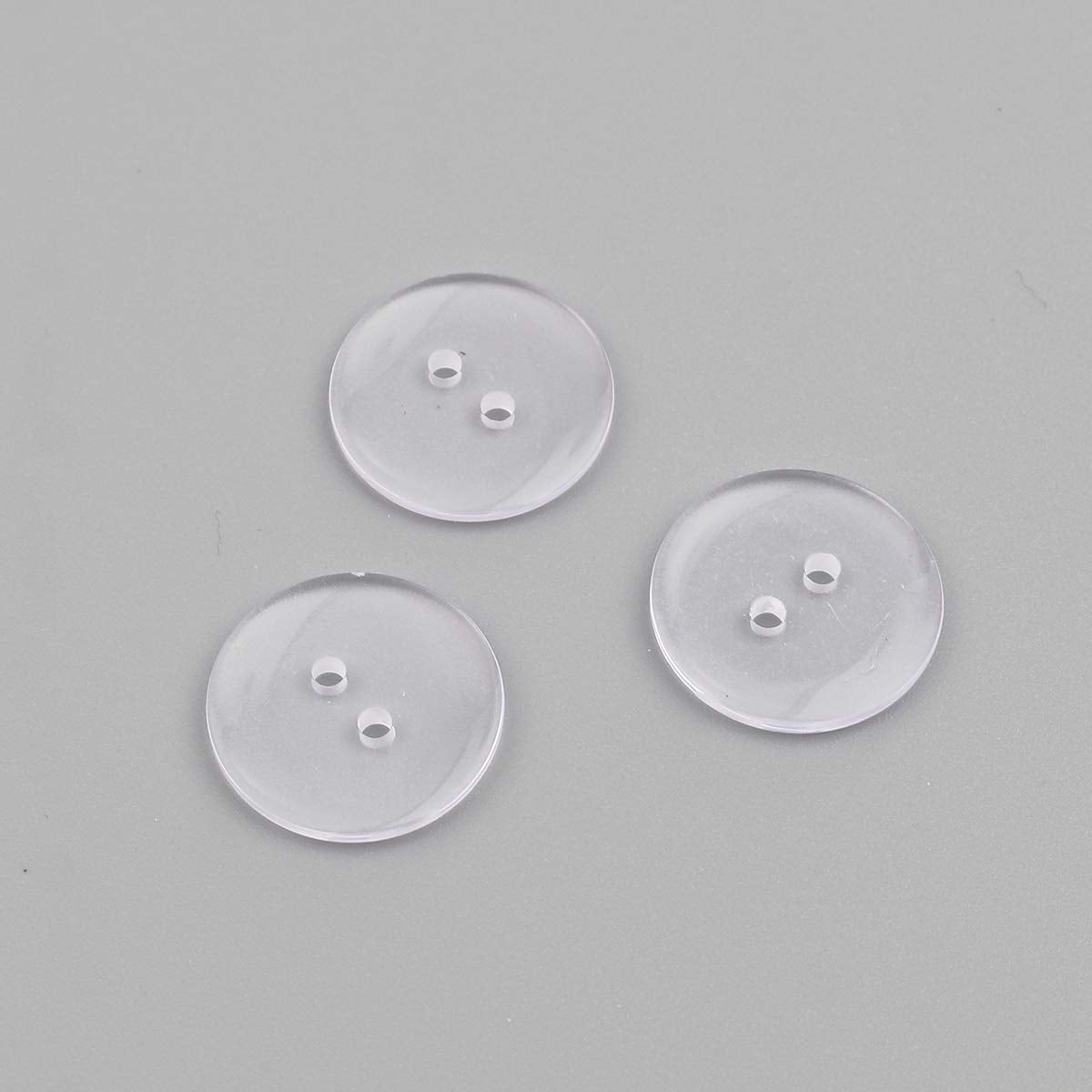25 x Plain Round 2 Hole Clear/Transparent 15mm Resin Sewing Buttons for Knitting, Arts, Crafts and Clothes