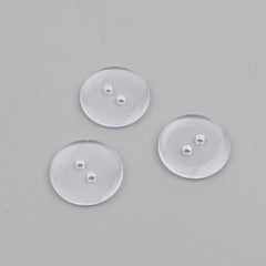 25 x Plain Round 2 Hole Clear/Transparent 15mm Resin Sewing Buttons for Knitting, Arts, Crafts and Clothes