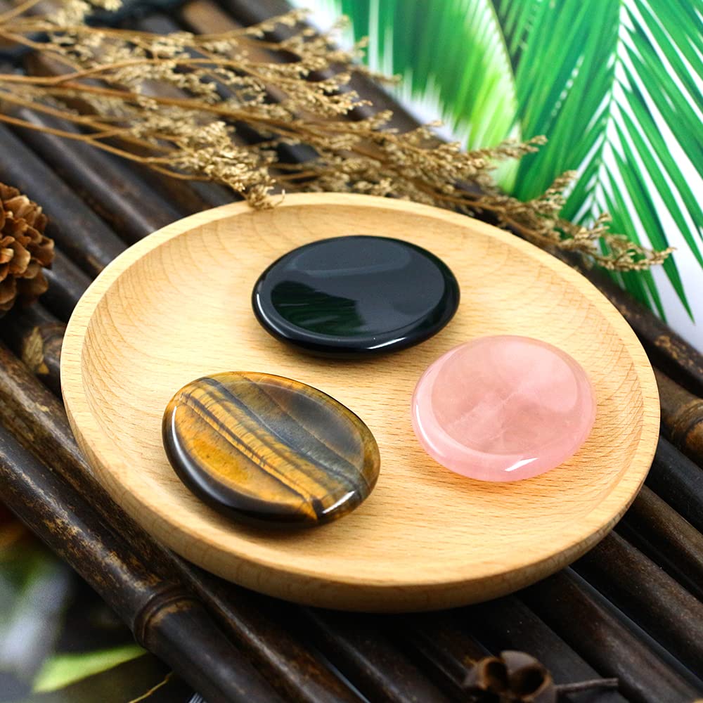 Ouubuuy Tiger Eye Thumb Worry Stone Healing Crystal Gemstone Pocket Palm Stone - Anxiety Stress Relieve