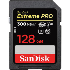 SanDisk 128GB Extreme PRO SDXC card up to 300 MB/s UHS-II Class 10 U3 V90