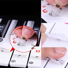 Piano Keyboard Stickers for 37/49/54/61/88 White and Black Keys, Fansjoy Music Electronic Piano Keyboard Note Stickers for Kids Beginners, Transparent & Removable