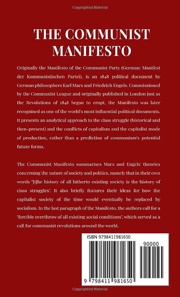 The Communist Manifesto: 1888 Translated Edition (The Political Classic of Karl Marx And Friedrich Engels)