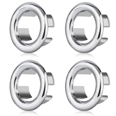 4 Pieces Sink Overflow Ring, PROUSKY Kitchen Bathroom Sink Hole Round Overflow Cover Basin Trim Overflow Drain Cap Cover Insert in Hole Spares, 30mm Silver