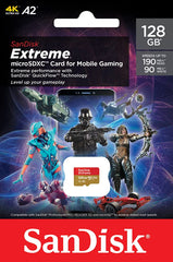 SanDisk 128GB Extreme microSDXC card for Mobile Gaming, up to 190MB/s, with A2 App Performance, UHS-I, Class 10, U3, V30