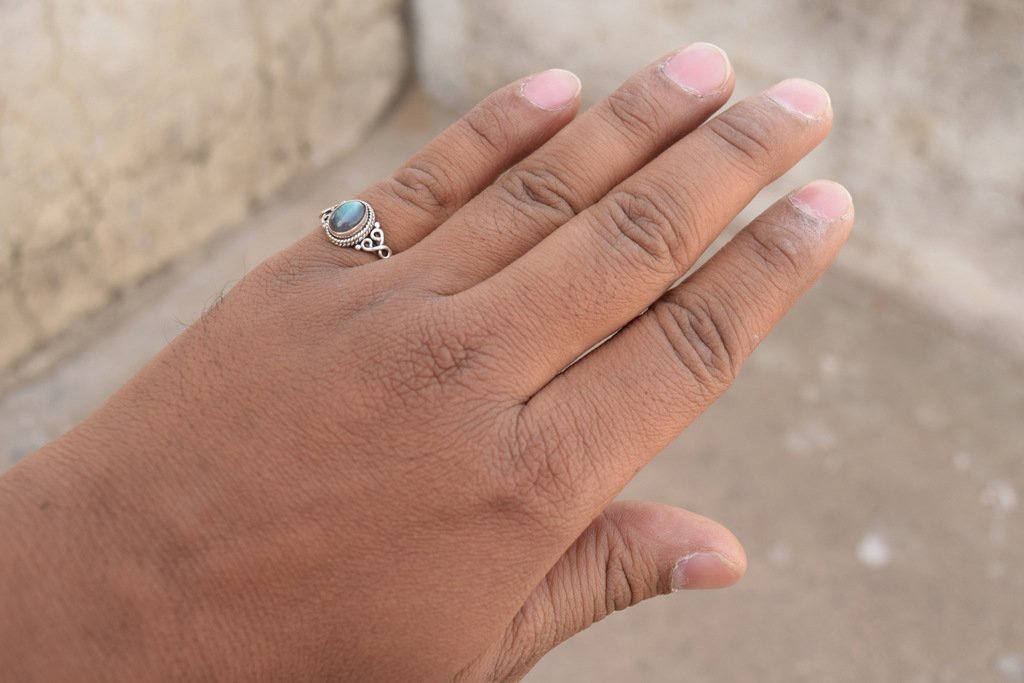 Labradorite Stone Ring 925 Sterling Silver Statement Ring For Women Size UK O Natural Gemstone Ring Handmade Ring Christmas Gifts Ring Jewelry