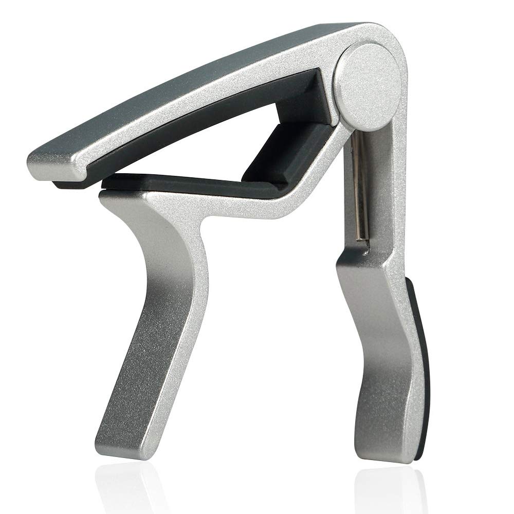 WINGO Guitar Capo for 6-String Acoustic Electric Steel Guitars,Ukulele with 5 Picks-Silver