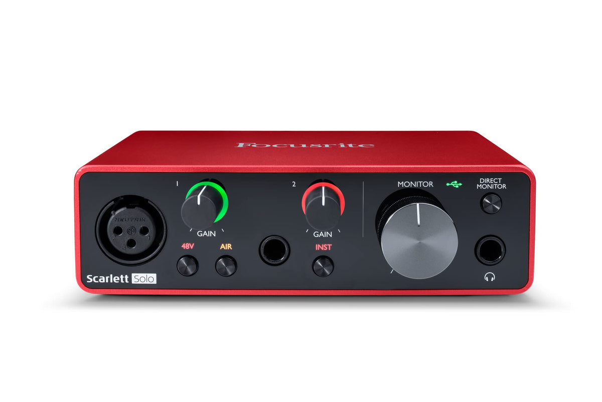 Focusrite Scarlett Solo 3rd Gen USB Audio Interface, The Guitarist, Vocalist, Podcaster Or Producer, Studio Quality Sound, Red