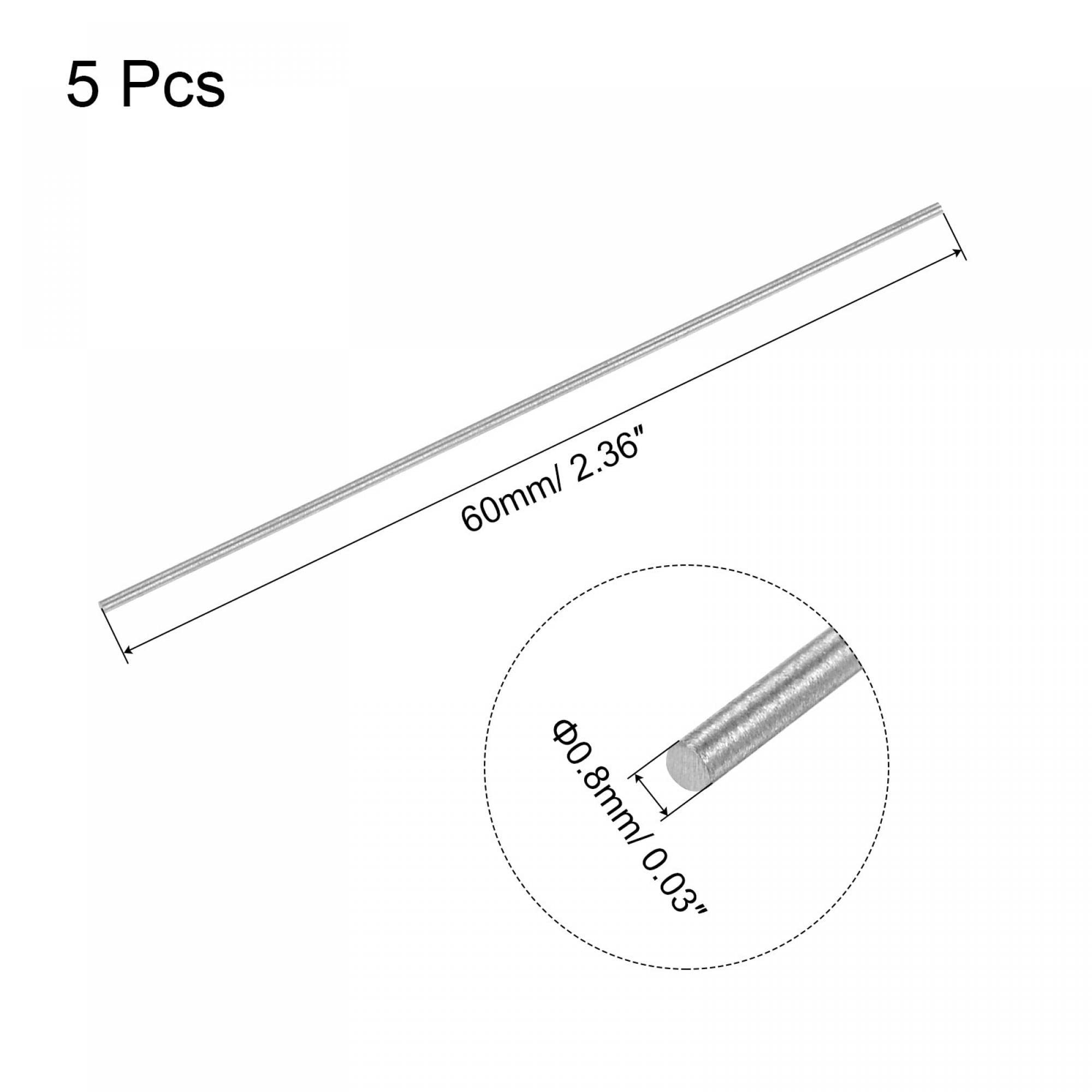 sourcing map Round Steel Rod, 0.8mm HSS 63-65 HRC Lathe Bar Stock Tool 60mm Long for Shaft Gear Drill Lathes Boring Machine Turning Miniature Axle 5Pcs