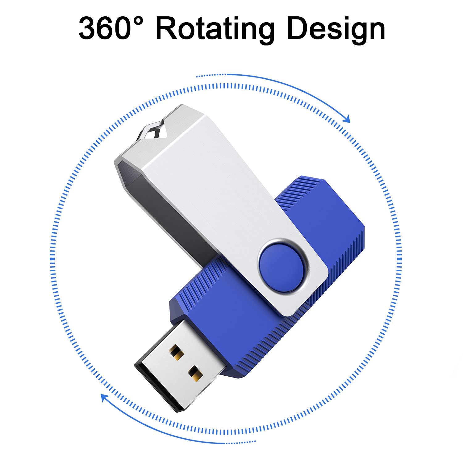 64GB USB Flash Drive 5 Pack USB Stick, KEXIN USB 2.0 Stick Swivel Memory Stick 64 GB USB Drive Metal Cap Pen Drive with LED Light Thumb Drive for Data Storage (Black, Green, Blue, Red, Orange)