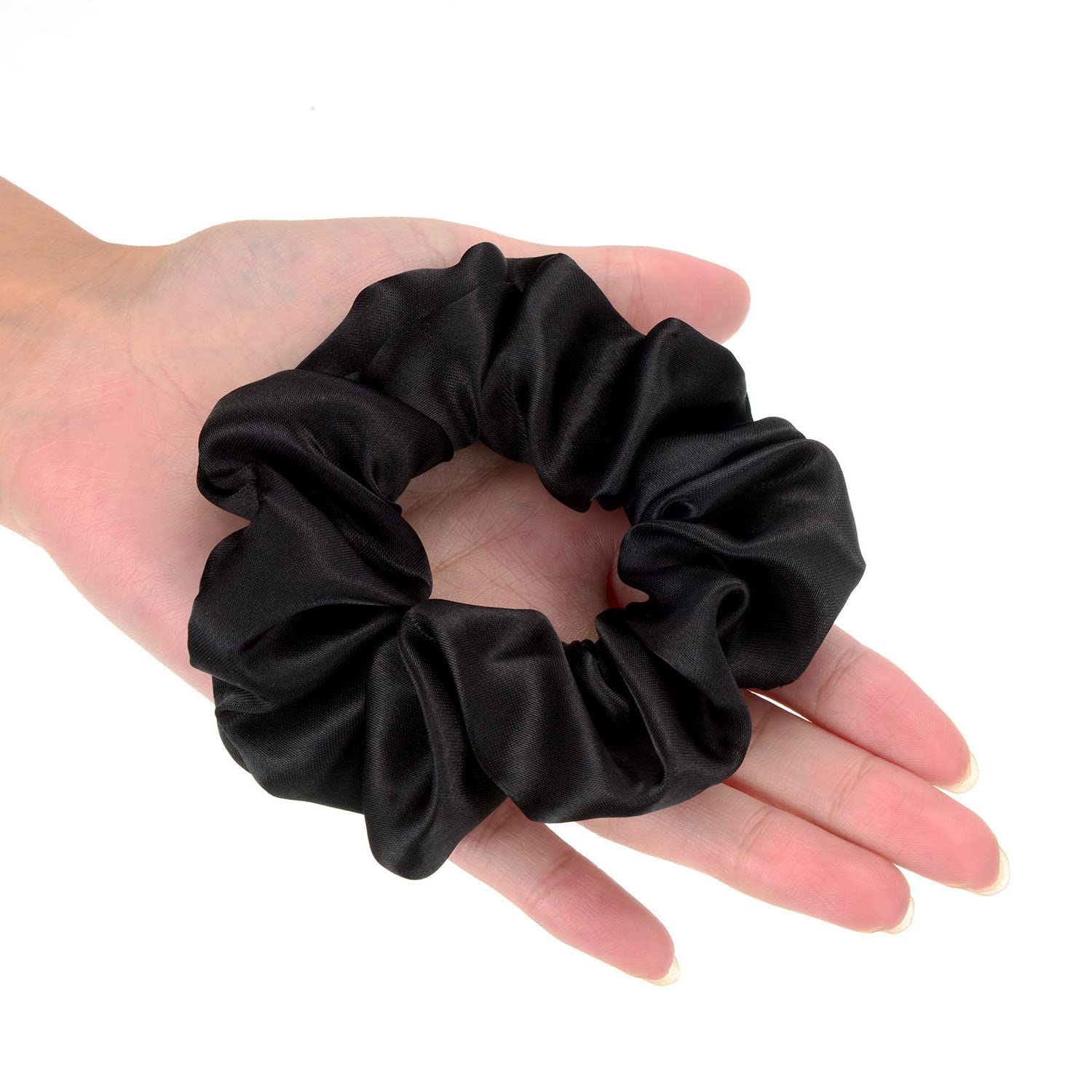 JOYOYO 6 Pcs Black Satin Scrunchies Elastic Hair Bands Satin Hair Ties Satin Hair Scrunchies for Frizz Prevention Ponytail Holders, Hair Scrunchies for Women & Girls