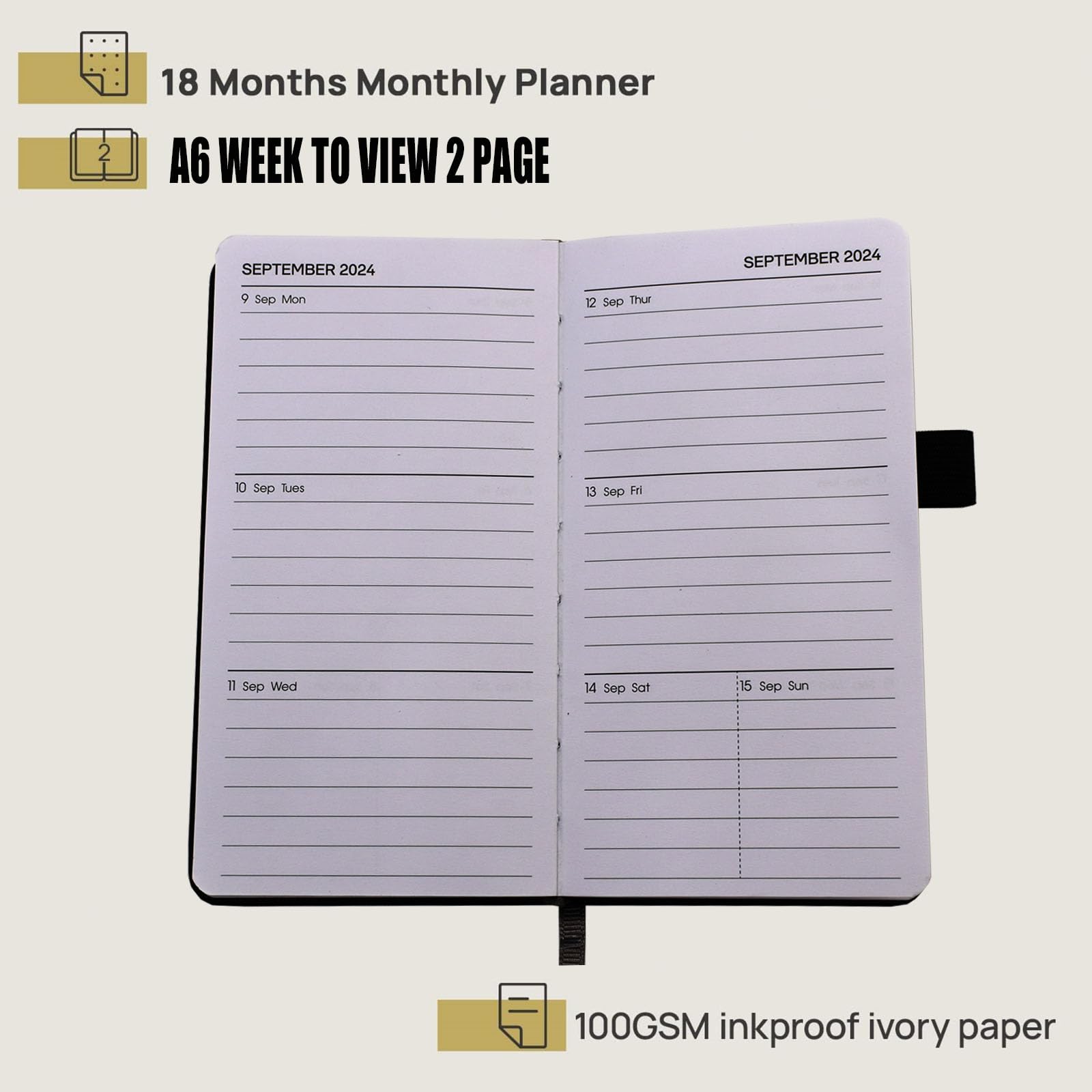 Diary 2024-2025 - 18 Month Diary from Jan. 2024 to Jun.2025 Mid Year, A6 Pocket Week to View Diary, Weekly & Month Planner with Leather Cover, Pen Loop, Inner Pocket (Brown)