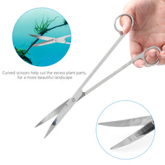 Aquarium Aquascape Tools Kit, 4 in 1 Anti-Rust Aquatic Plant Aquascaping Tool Stainless Steel Black Tweezers Scissors Spatula for Aquarium Tank Clean Fish Tank Aquascape Tools Sets (Silver)