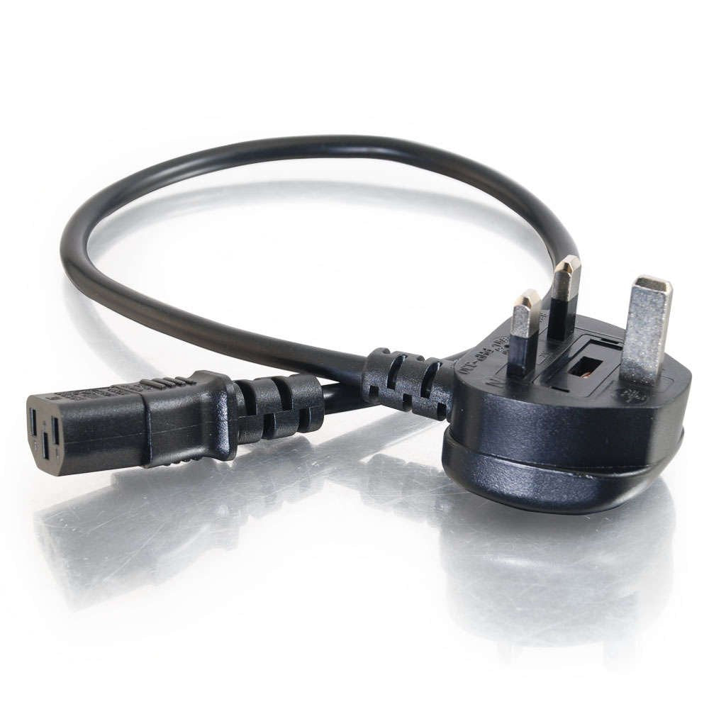 C2G 88512 1 Metre UK Power Cable IECC13 to BS1363 3 Foot Kettle Lead Power Cord, Black