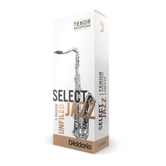 D’Addario Woodwinds Select Jazz Tenor Sax Reeds, Unfiled, Strength 2 Soft, 5-Pack