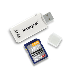 Integral SD Card Reader USB2.0 for SD, SDHC, SDXC Memory Cards, USB 2.0 Memory Card Adapter, White