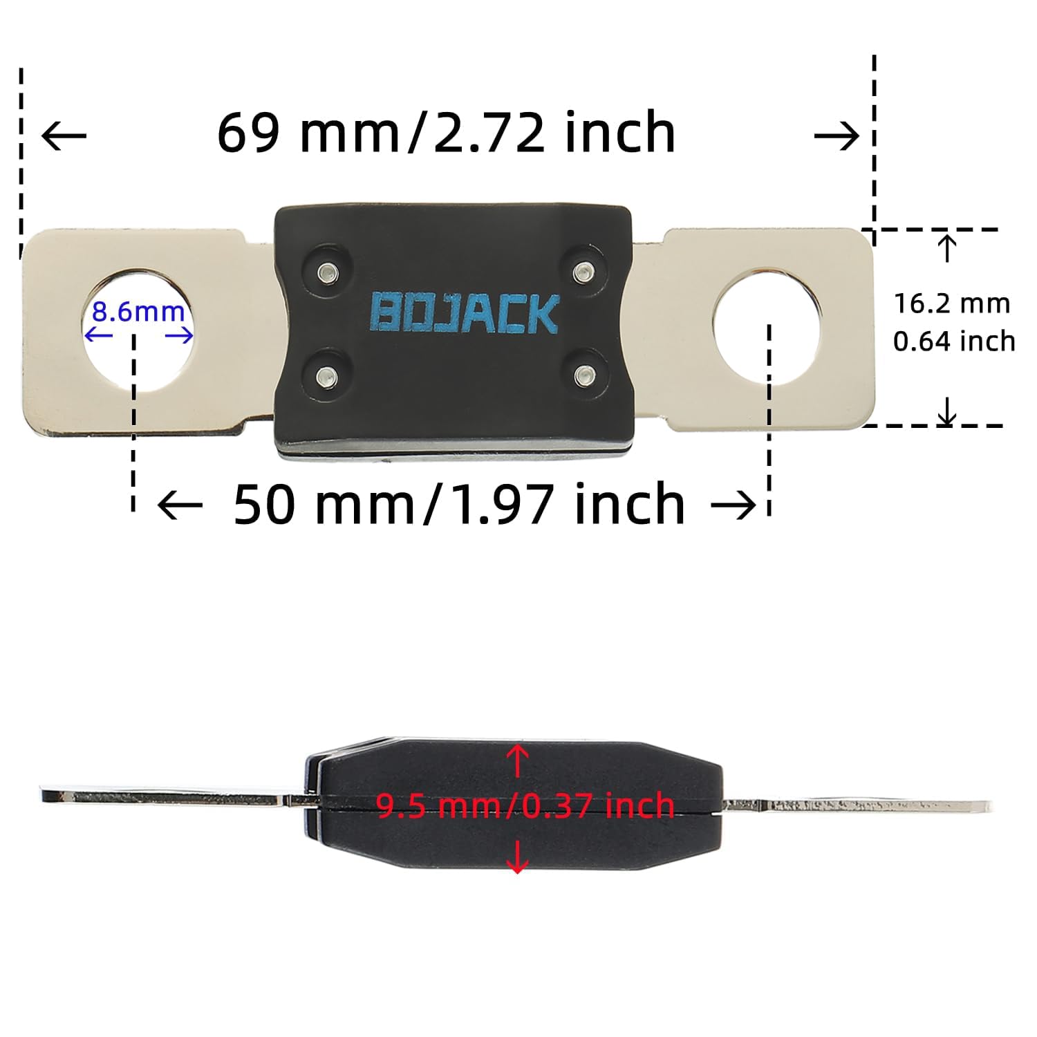 BOJACK MEGA/AMG High Current Fuse Bolt-on Fuse 150A Amp for Cars, Trucks, Construction Vehicles, Buses, Caravans (Pack of 2 ANM Fuses 150A)