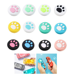 12Pcs Cartoon Cat Paw Button Caps Thumb Grips Set,Cute Cartoon Paw Cat Switch Thumb Grip Caps,Silicone Cartoon Paw Cat Thumb Caps,Soft Silicone Anti-slip Thumbstick Cover Switch Thumb Grip Caps