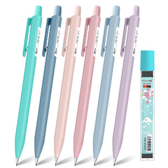 OFFCUP Mechanical Pencils Set, 6PCS Pastel Mechanical Pencil, Aesthetic Artist Pencil Colored Mechanical Pencils with 1 Box of Refill 0.7 mm Pencil for Drawing & Writing for School or Office Supplies