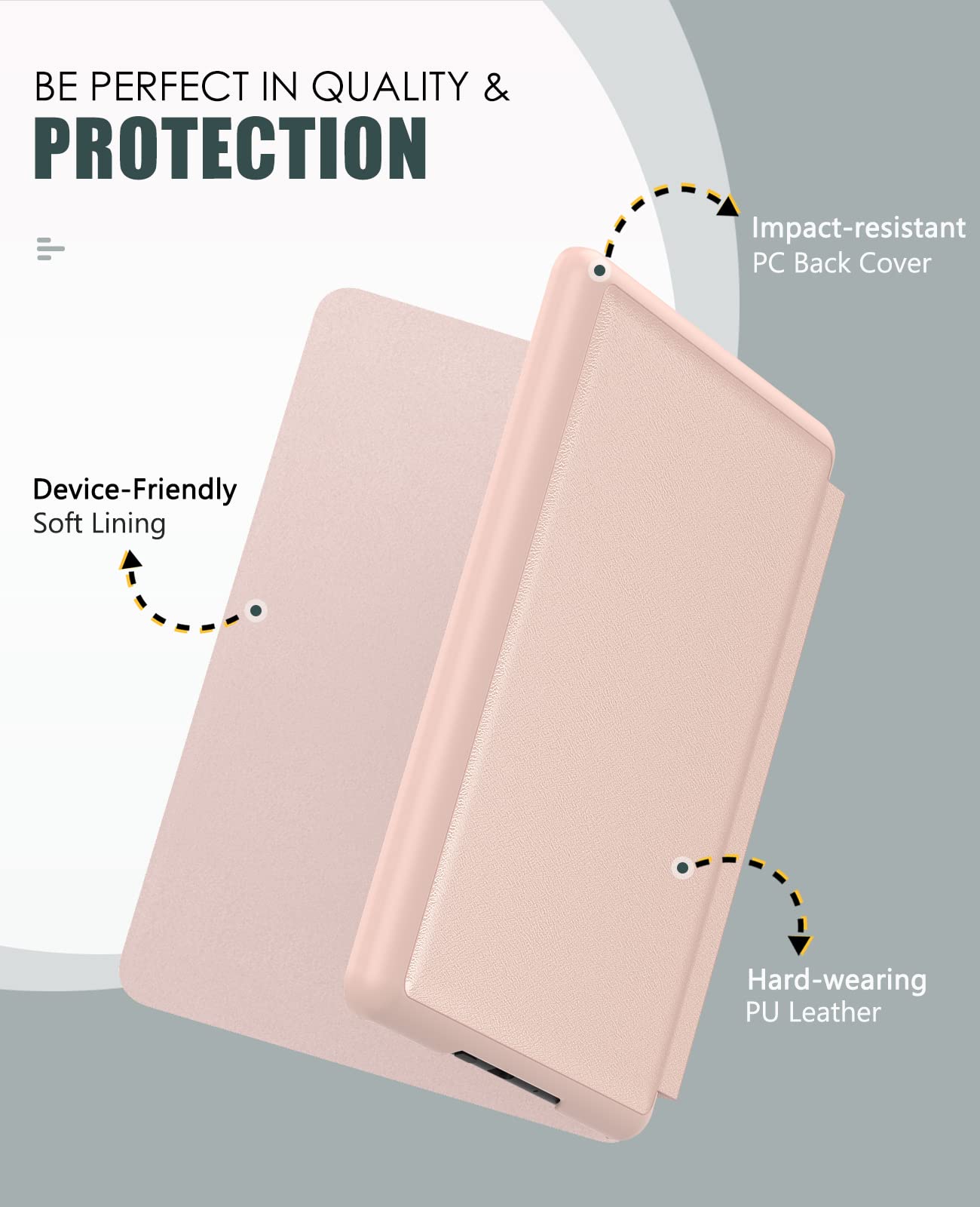 MoKo Case for 6.8 inches Kindle Paperwhite (11th Generation-2021) and Kindle Paperwhite Signature Edition, Lightweight Shell Cover with Auto Wake/Sleep for kindle Paperwhite 2021 E-Reader, Rose Gold