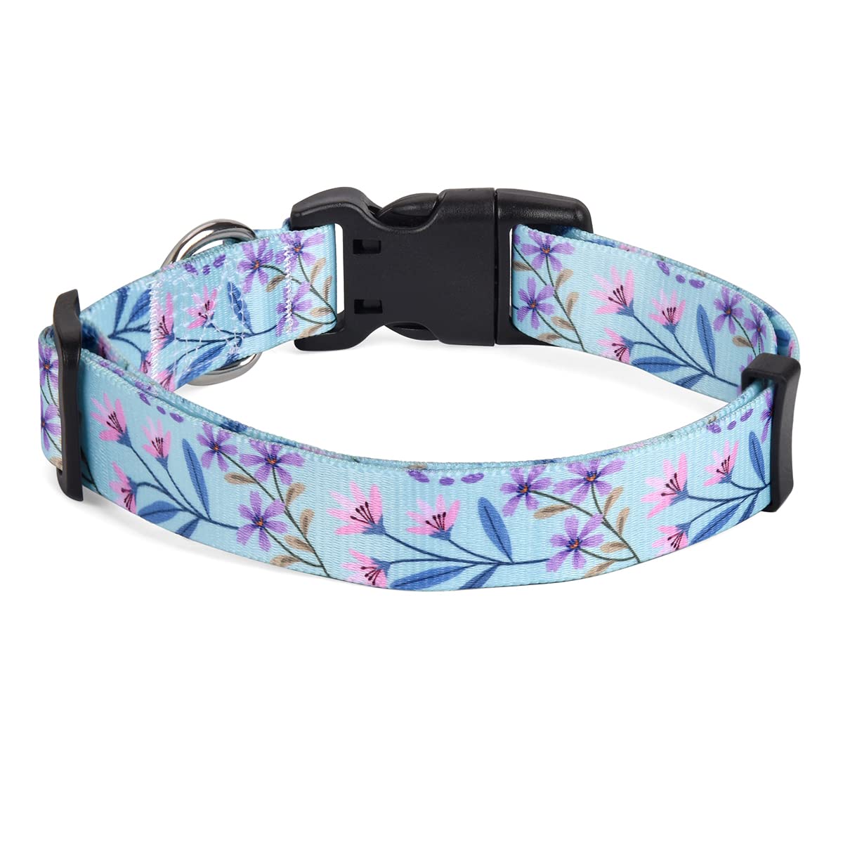 Mihqy Dog Collar for Small Dogs, Cute Small Medium Large Dog Pet Collar Cat Collar, with Floral Patterns, Soft Adjustable for Boy Girl Female Male Puppy Dog Collar(Purple & Pink Floral,XS)